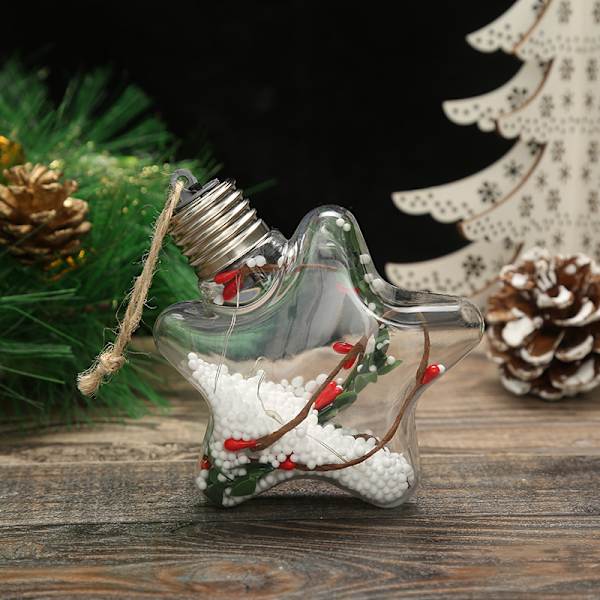 6 stk. Julepynt LED Lysende Pentakel Chr