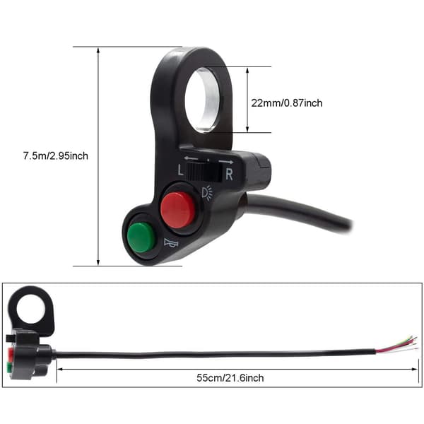 2-delt 7/8\" 22mm styre Multifunksjons Dirt Bike Horn Svingesignal