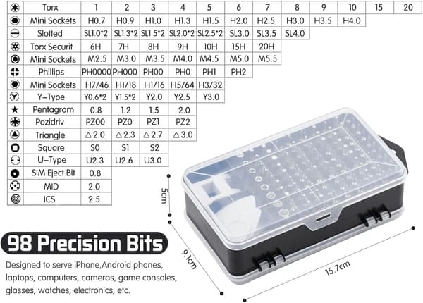 Mini Skruvmejselset, 115 i 1 Precision Mekanisk, Multifunktionell