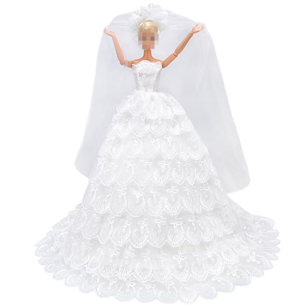 2 st 30 cm Barbie Kläder Dockor Lyxigt Mode Nio Lager Bröllop D