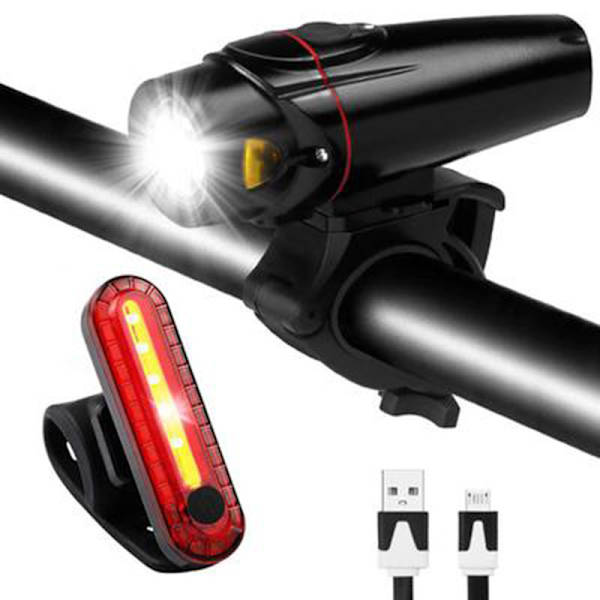 Super Lys USB Ladbar Sykkellyssett, Hodelykt med Gratis