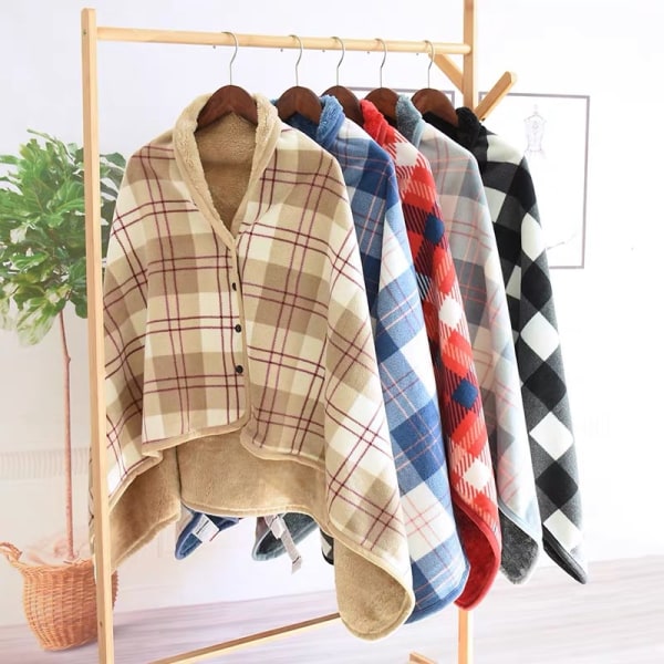 Polarfleece-teppe med hette, dobbeltlags tykkelse, myk