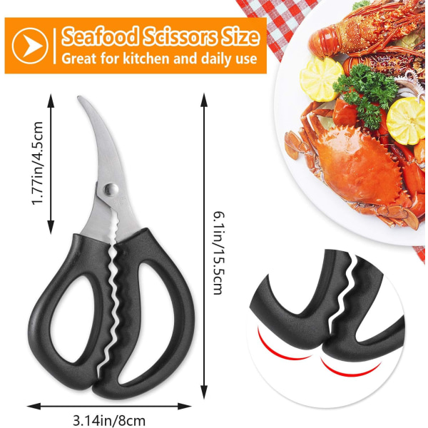 Rustfrit Stål Køkken Saks til Rejer, Hummer, Fisk, Krabbe