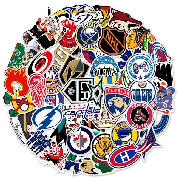 50-pakning Hockey Team Fan Logo Sticker Series Vanntett Klistremerker