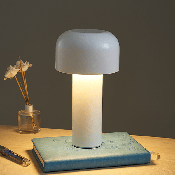 Bærbar trådløs berøringsladbare skrivebordslampe USB, hvit