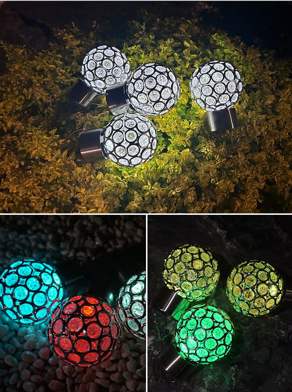 Solglobus Hengelampe (3 stk) Fargeskiftende LED-lys for ute