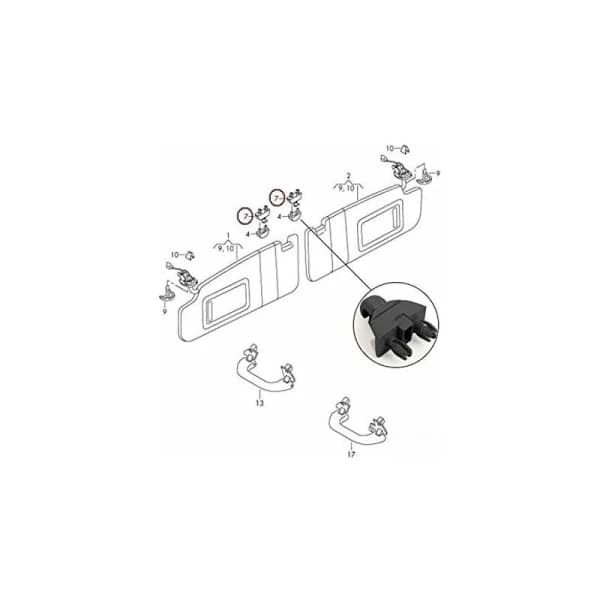 2 stk. - til Audi A4 A5 S5Q3 Q5 Bilsolskærm Clip Bracket Clip Bracket 8U0857562A (Sort),A