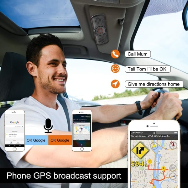 Bærbar Bluetooth Håndfri Bilkit med GPS Instruktioner, Mu