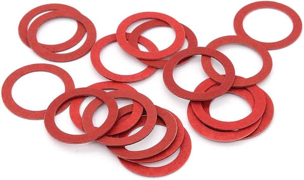Fiber-skiver Assortering, 600 stk Røde Stålpapir Flat Wash