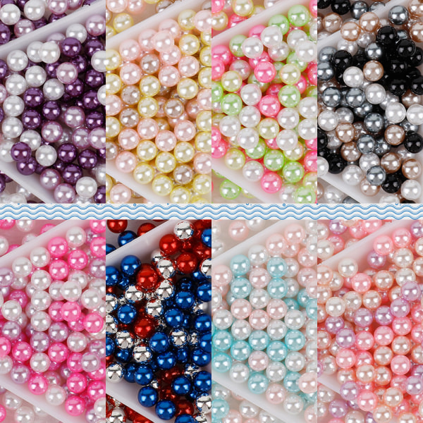8 färger 3-10 mm icke-porös rund pärla plastimitation pärla diy