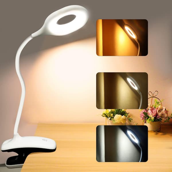 LED Klips Desklampe - 18 LED Leselampe med 1 Lysmodus, 3