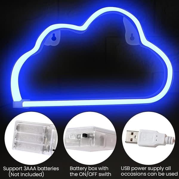 Sky-skilt med LED-lys, blått neonskilt