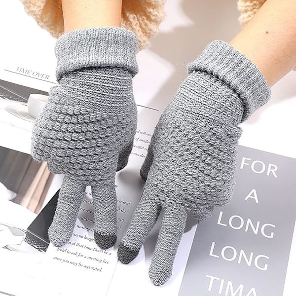 2 Par Dame Vinter Touchscreen Handsker Varme Fleeceforet Strik
