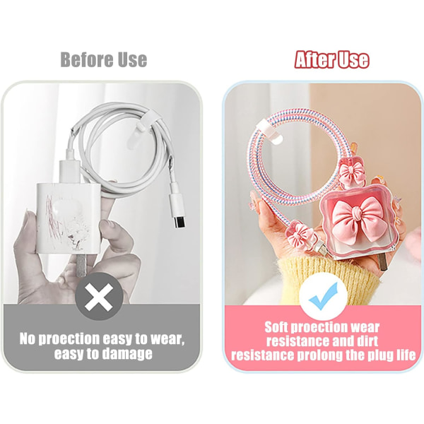 Kabelbeskytter for iPhone 20w lader, Søt 3D Sløyfe Lader C