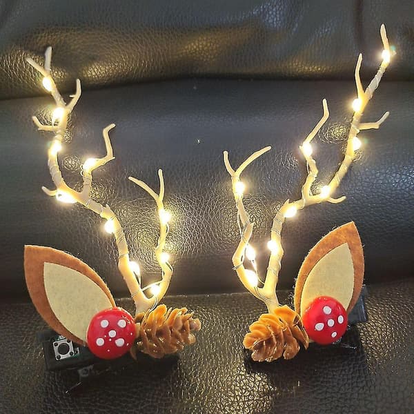 Cherry Decor Glödande julpannband Led Antler Butterfly DXGHC