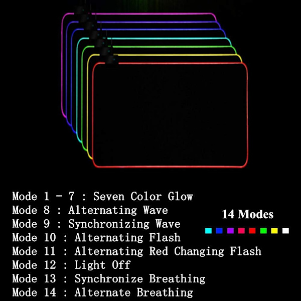 RGB Gaming Mousepad, LED-belyst Mousepad, Skridsikker Overflade til