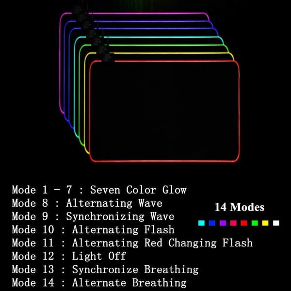 RGB Spillmatte for Gaming, LED-belyst Spillmatte, Sklisikker Overflate for