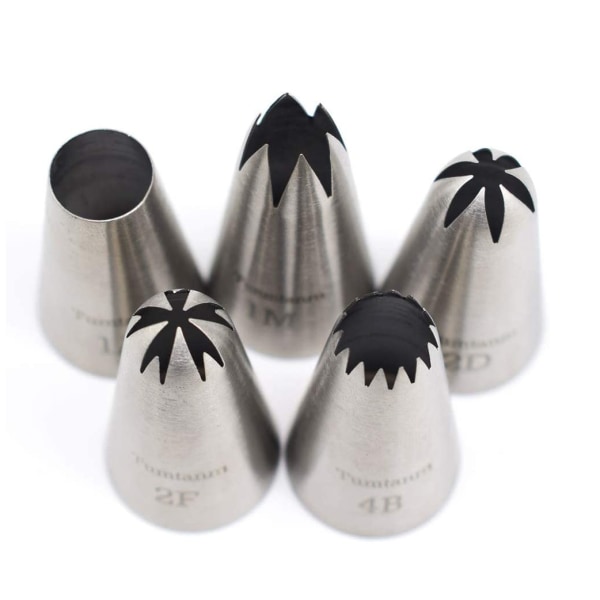 Set of 5 large professional stainless steel nozzles for icing DXGHC