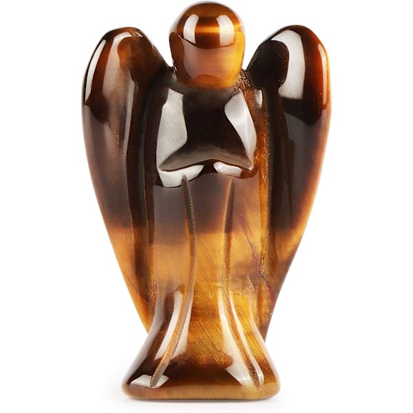 2\" Tigerøje Krystal Engel Statue Naturlig Ædelsten Healing Krystal