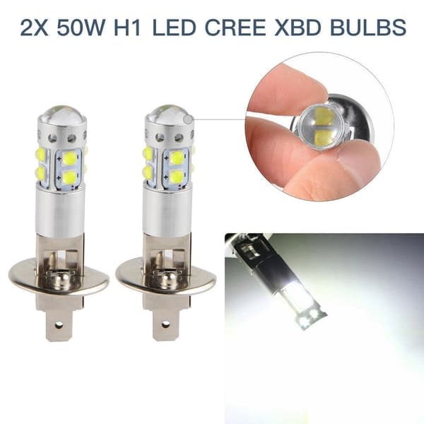 Hodelykter, 2 stk H1 6000k Super Lyssterke 100w LED Bil Tåkelys