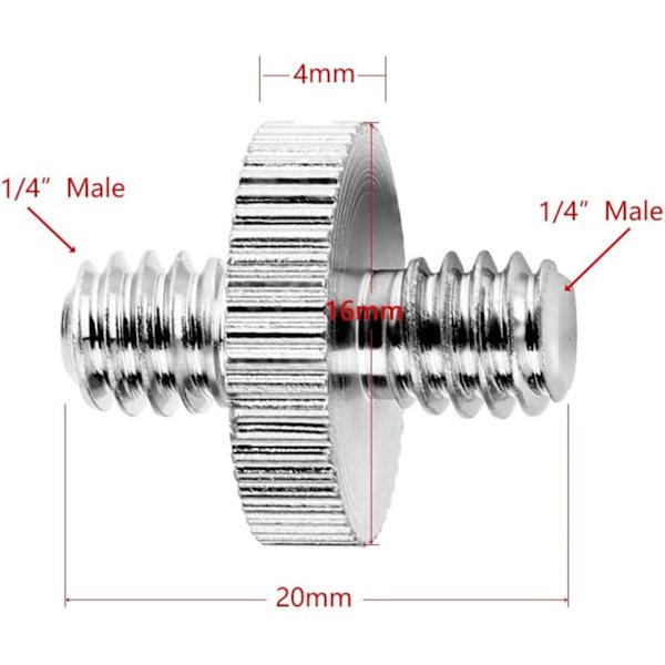 Kamera Skrue Adapter [4 Styk], Standard 1/4\" Han til 1/4\" Han