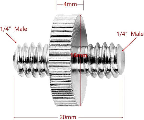 Kamerakiinnityskruvin sovitin [4 kpl], vakio 1/4\" uros - 1/4\" uros