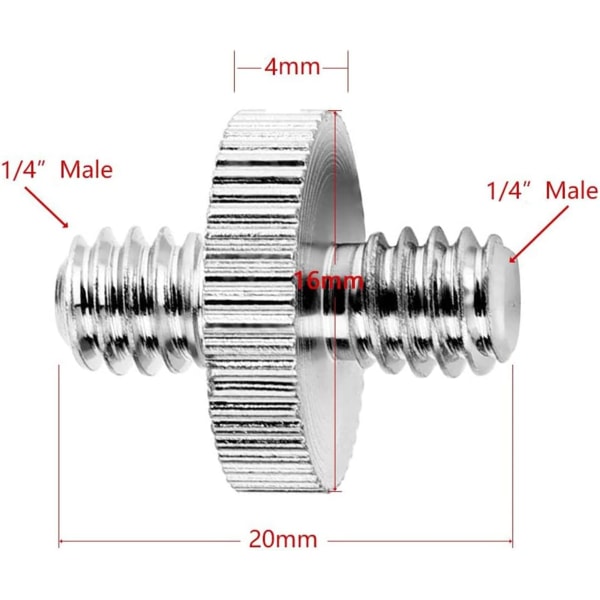 Kameraskruvadapter [4 stycken], Standard 1/4\" hane till 1/4\" hane