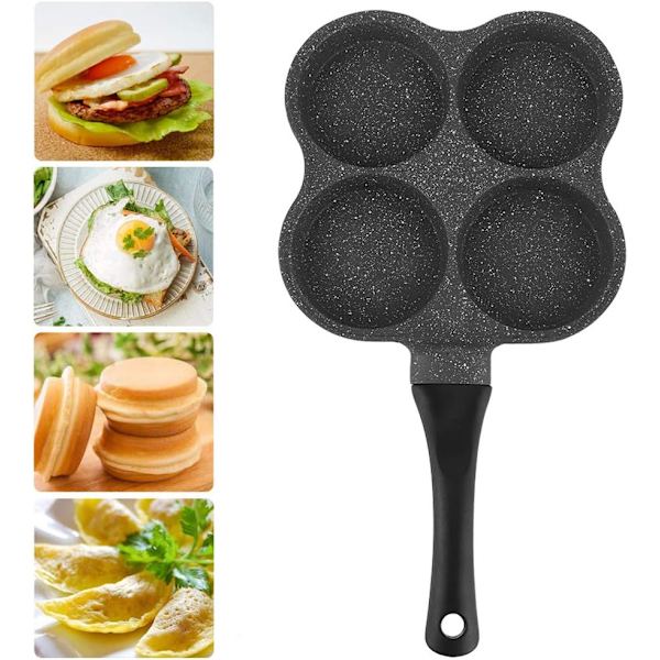 4-håls äggpanna, pannkakspanna, aluminium non-stick pannkakspanna ägg F