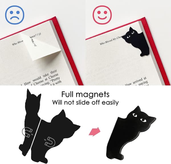Magnetisk Bogmærke Nysgerrig Kat Sort Farve, Original Bogmærke, Hal