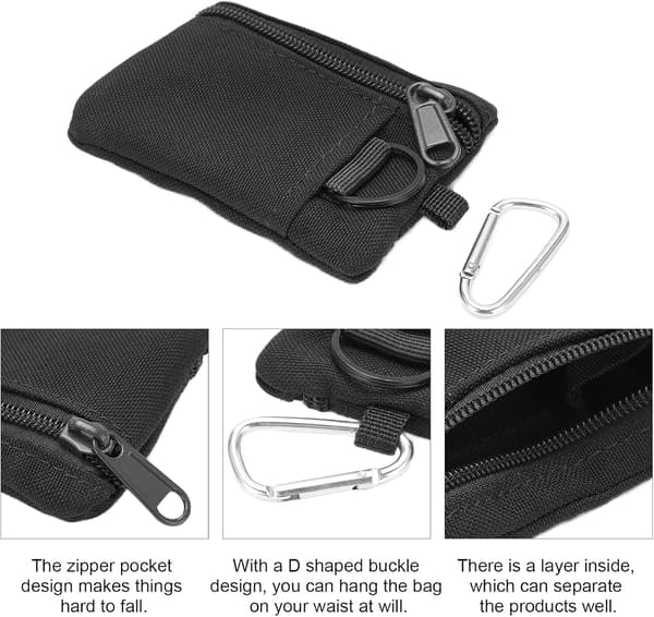 Mini Fickväska, EDC Utomhus Myntplånbok med Karabinkrok Mini Porta
