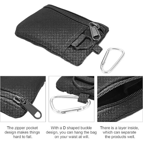 Mini-tasku, EDC-ulkoilmakohde kolikkopussi karabiinilla Mini Porta