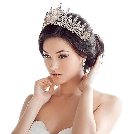 Krystal Bryllups Tiara til Kvinder Rosenguld Krone til Kvinder Royal Q