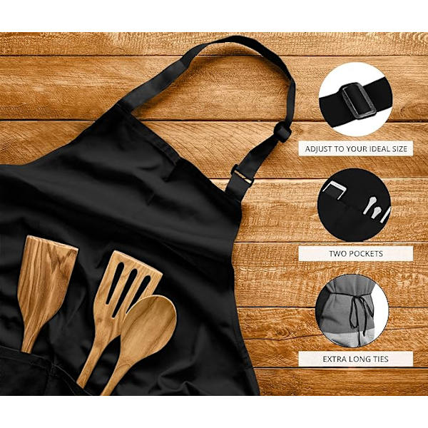 2-pack Justerbar bib-förkläde med 2 fickor 80x70cm DXGHC