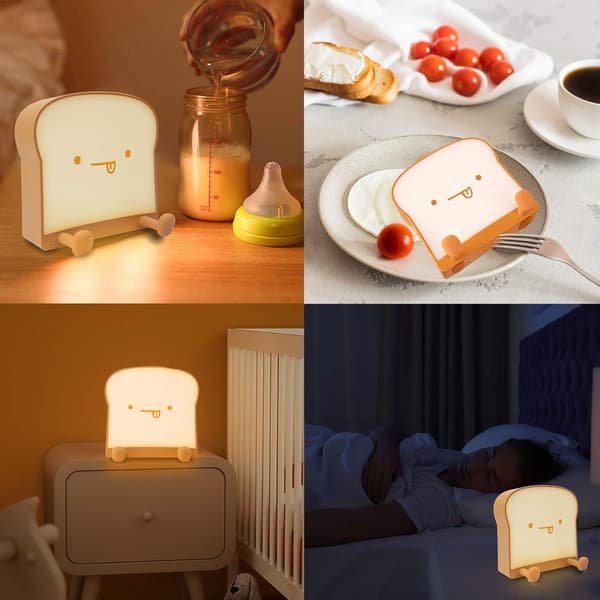 Søt nattlysbrød LED nattlampe med oppladbart batteri og timer