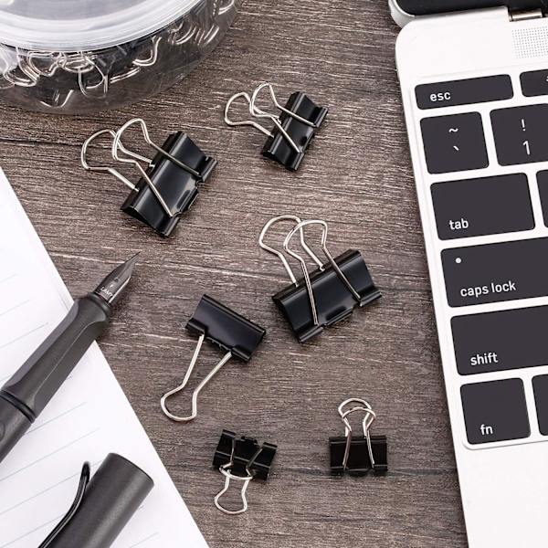 150 kpl Paper Clips - Paper Clips Sekalaiset Koot (Musta)