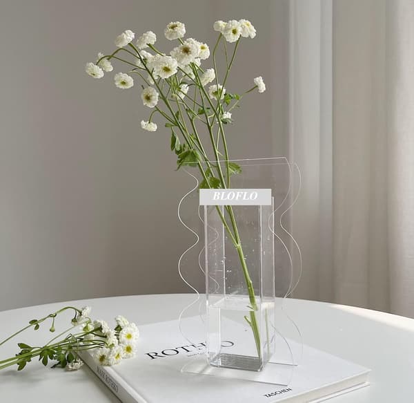 Klar Akrylvas, Geometrisk Akrylblomvas, Hög Vågsform