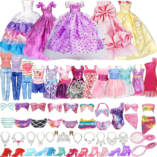 35-pack Handgjorda Dockkläder Set Inkluderar 2 Prinsessklänningar 4