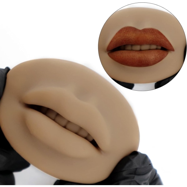 3D Open Mouth Silikon Läppar Öva Hud och Tänder Semi-Permanen