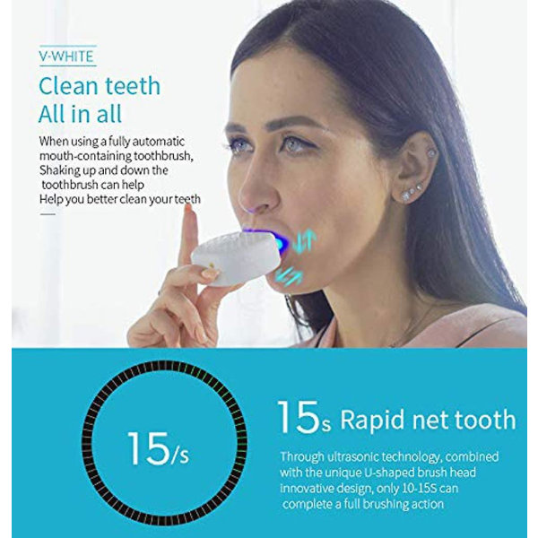 U-muotoinen sähköhammasharja 360° automaattinen hammasharja (valkoinen)