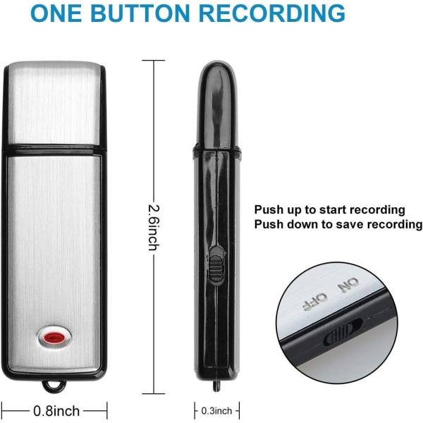 Digital diktafon 8GB digital röstinspelare, USB uppladdningsbar K