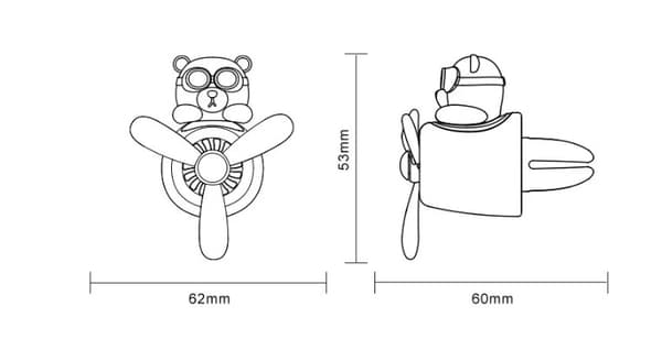 Sort Cool Bear Bil Luftfrisker Ventilationsklips - Tegneserie Magnetisk Ca