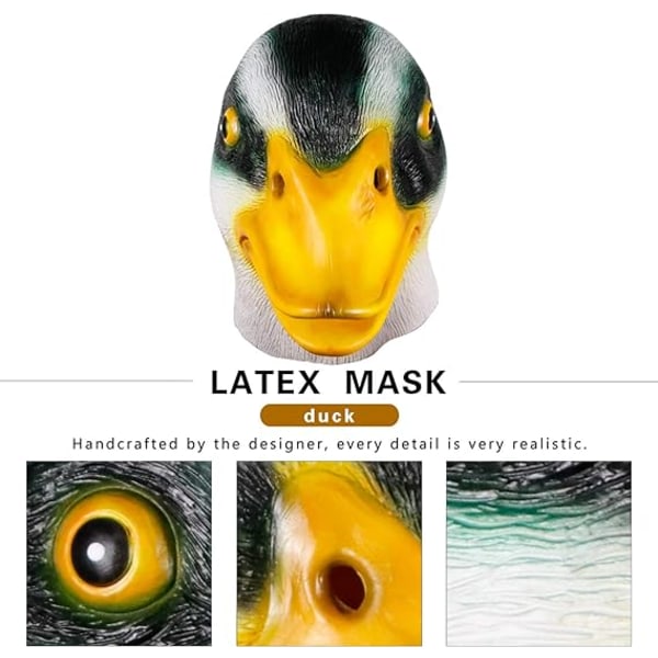 Deluxe Halloween Maske Andehoved Maske Latex Dyremaske Fancy D