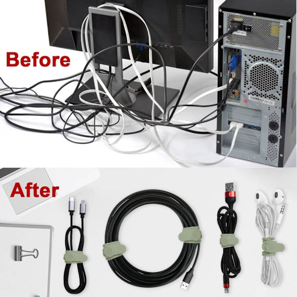 16 stk Silikon Kabelstropper Wire Organizer for Earphone, Phone Ch