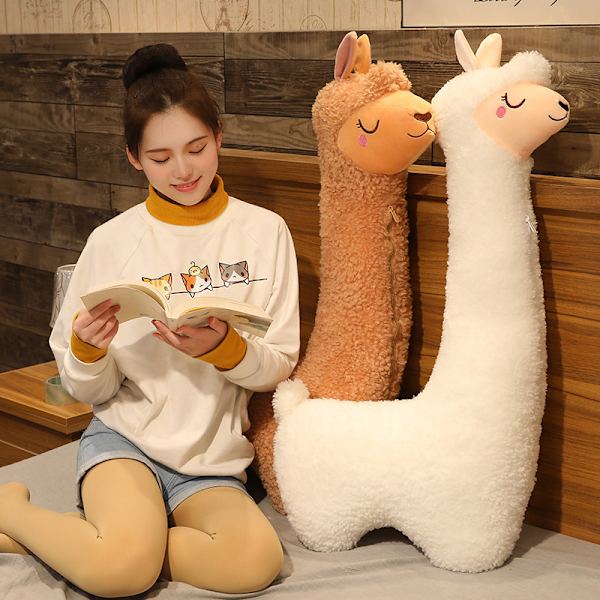 Kroppskudde 39,4 tum, Vit, Jätte Alpaca Plysch Lång Kroppskudde