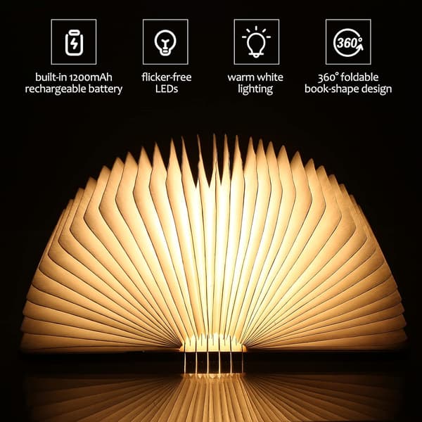 Bokbrettet Lampe, 2000mAh Oppladbart Batteri USB Sengelampe
