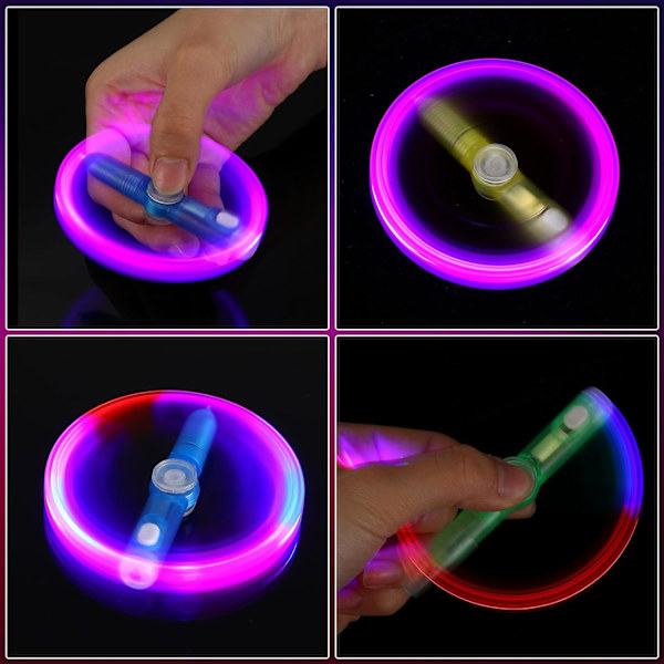 4 st LED-snurrande roterande penna Fidget-penna rullande finger roterande kulspetspennor för pojkar och flickor vuxna student Stre