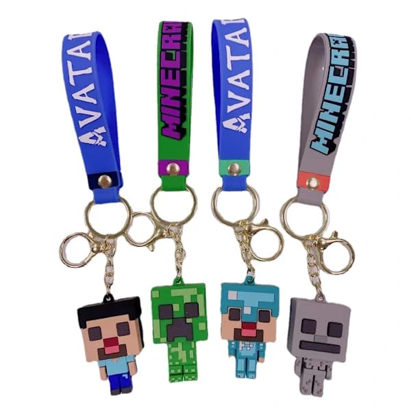 4 stk Minecraft Fakkel Nøkkelring