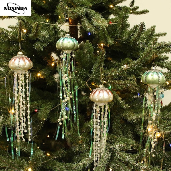 Four sets of glass pearl jellyfish pendant for Christmas tree dec