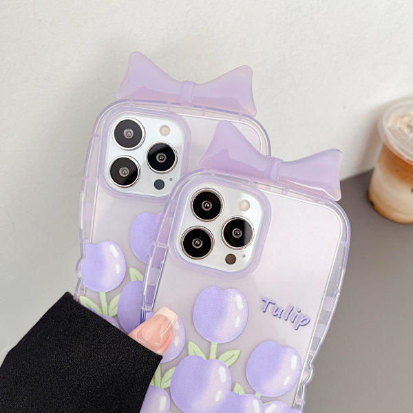 2 stk. Lilla Tulipan Blomsterbånd til iPhone 13 Pro Max med Kæde C
