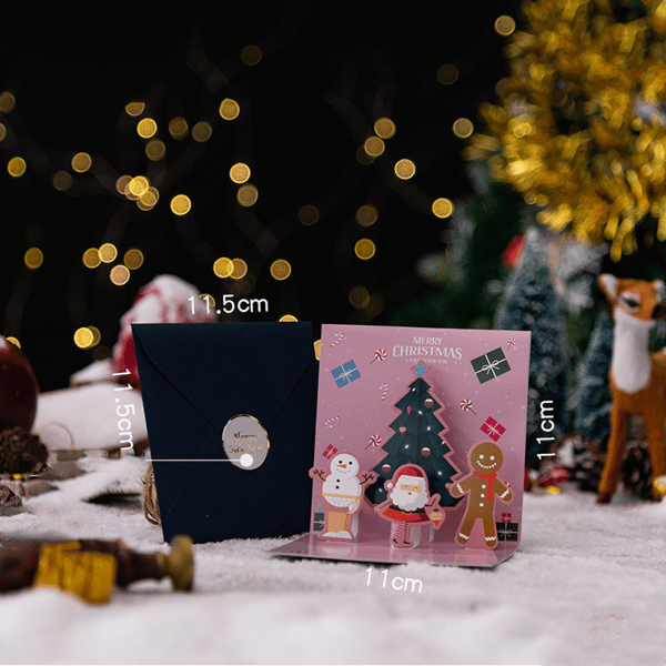 6 stk 3D Glædelig Jul Hilsenskort Postkort Invitationer Med
